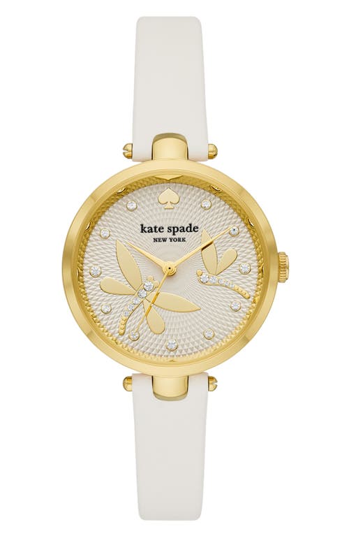 Kate Spade New York holland dragonfly leather strap watch, 34mm in Cream /Gold at Nordstrom