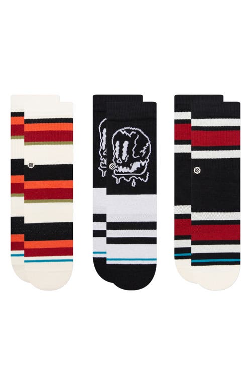 Stance Kids' Assorted 3-Pack Face Melter Stripe Crew Socks in Black