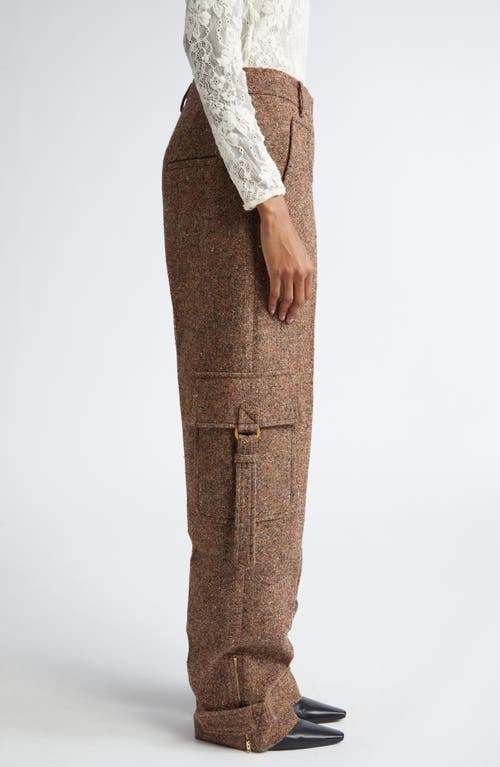 Shop Zimmermann Illustration Tweed Straight Leg Cargo Pants In Brown Multi