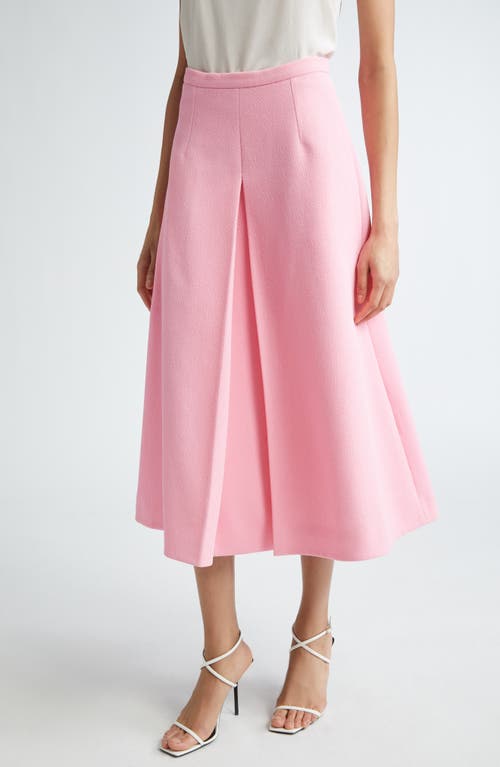 Emilia Wickstead Sato Front Pleat Crepe Midi Skirt In Rose Pink