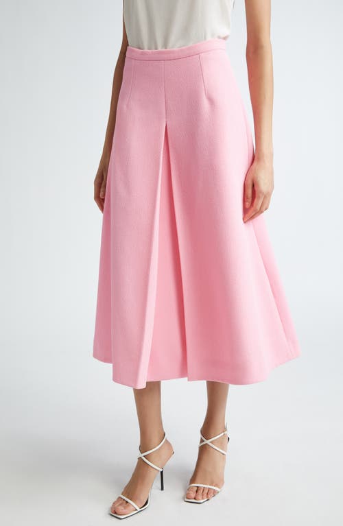 Shop Emilia Wickstead Sato Front Pleat Crepe Midi Skirt In Rose Pink