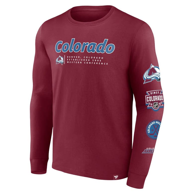 Shop Fanatics Branded Burgundy Colorado Avalanche Strike The Goal Long Sleeve T-shirt