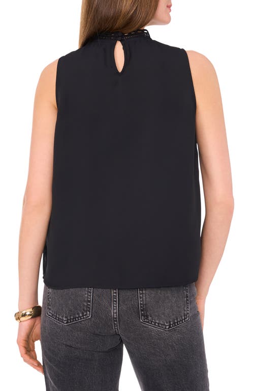 Shop Vince Camuto Lace Mock Neck Sleeveless Top In Rich Black