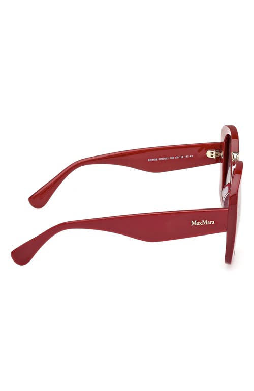 Shop Max Mara 55mm Round Sunglasses In Shiny Bordeaux/smoke