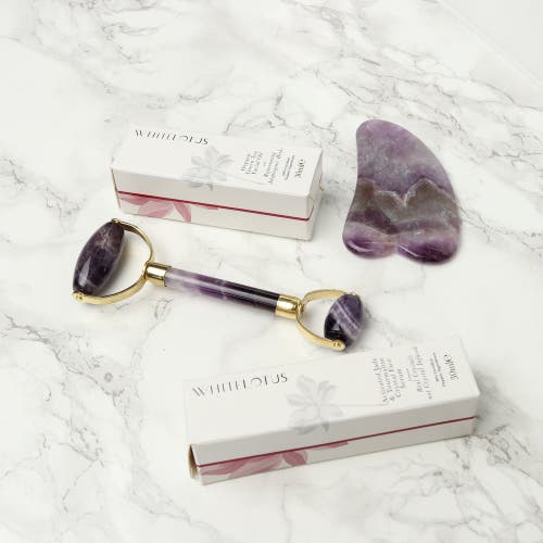 White Lotus Beauty Genuine Amethyst Crystal Facial Set In Purple
