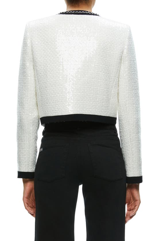 Shop Alice And Olivia Gwyneth Rhinestone Detail Tweed Jacket In Off White