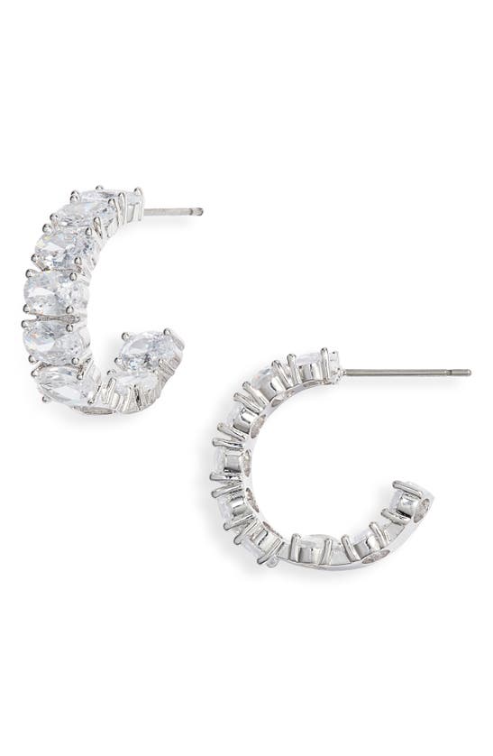 Shop Nordstrom Oval Cubic Zirconia Inside Out Hoop Earrings In Clear- Silver