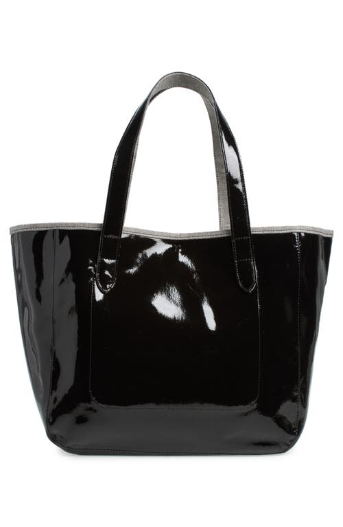 Shop Jw Anderson Belt Anchor Logo Coated Denim Tote In Black