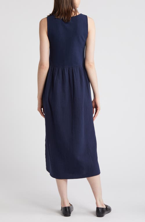 Shop Madewell Mixed Media Tank Dress In Dark Nightfall