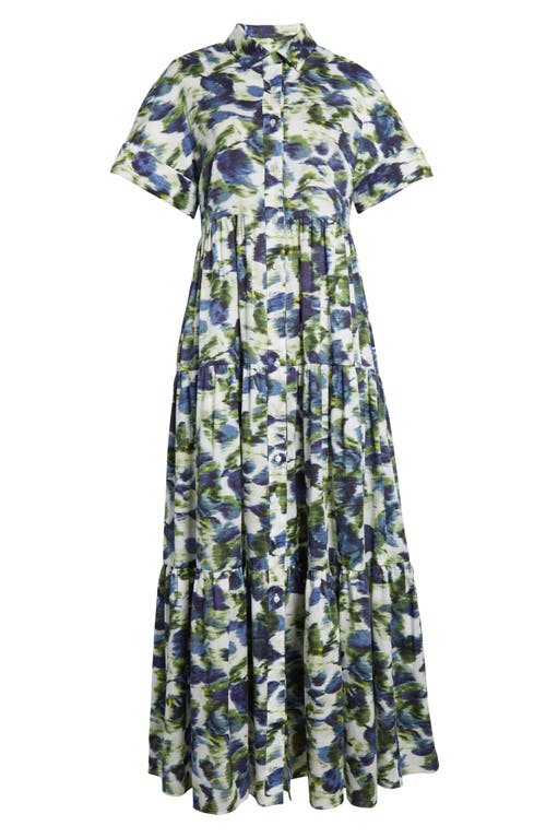 Shop Erdem Blurred Floral Cotton Midi Shirtdress In White