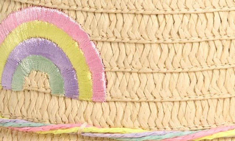 Shop Capelli New York Kids' Rainbow Straw Hat In Beige Pale Multi