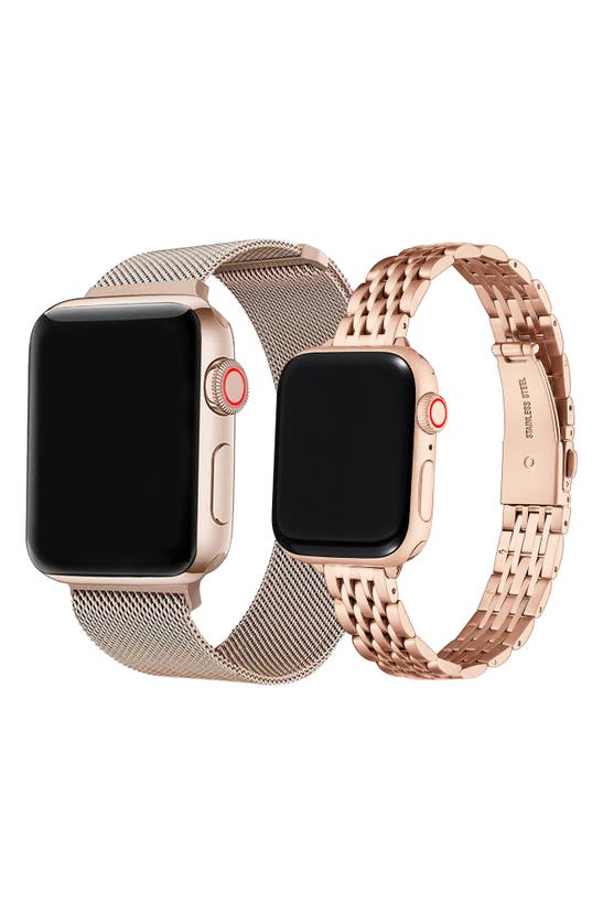 Shop The Posh Tech Assorted 2-pack 38mm Apple Watch® Watchbands In Rose Gold / Rose Gold