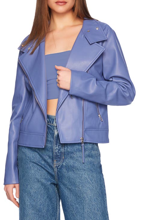 Women s Blue Leather Faux Leather Jackets Nordstrom