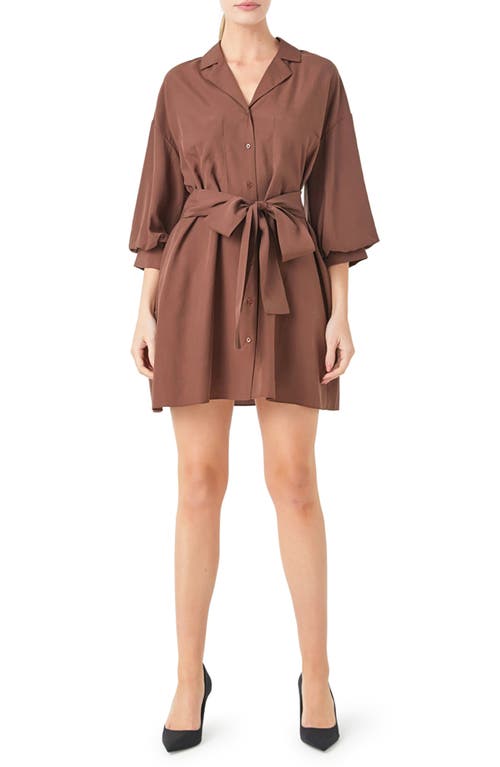 Endless Rose Tie Waist Mini Shirtdress at Nordstrom,