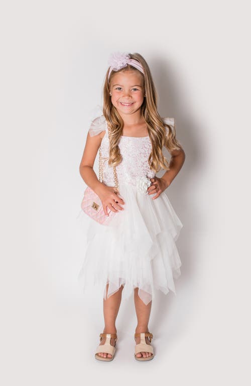 Popatu Kids' Brocade Tulle Dress In Pink/white