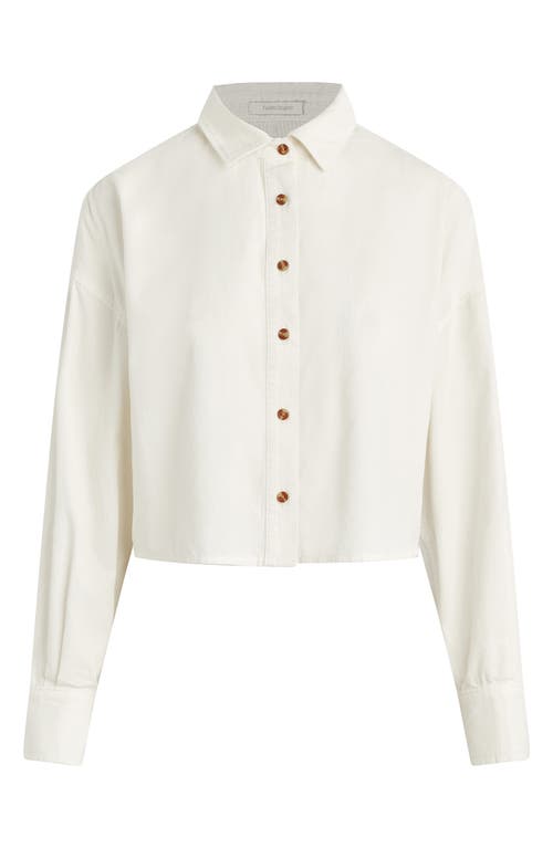 Shop Favorite Daughter The Crop Cotton Corduroy Button-up Shirt In Tusk