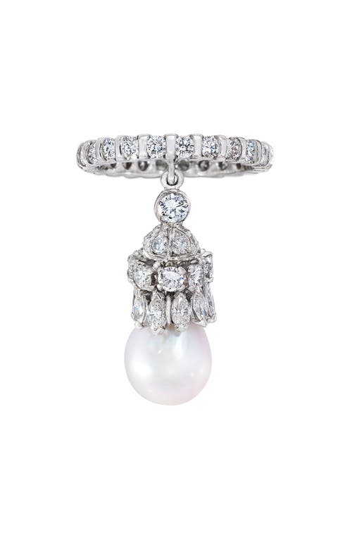 Mindi Mond Floating Pearl & Diamond Ring in 18K Wg/Plat