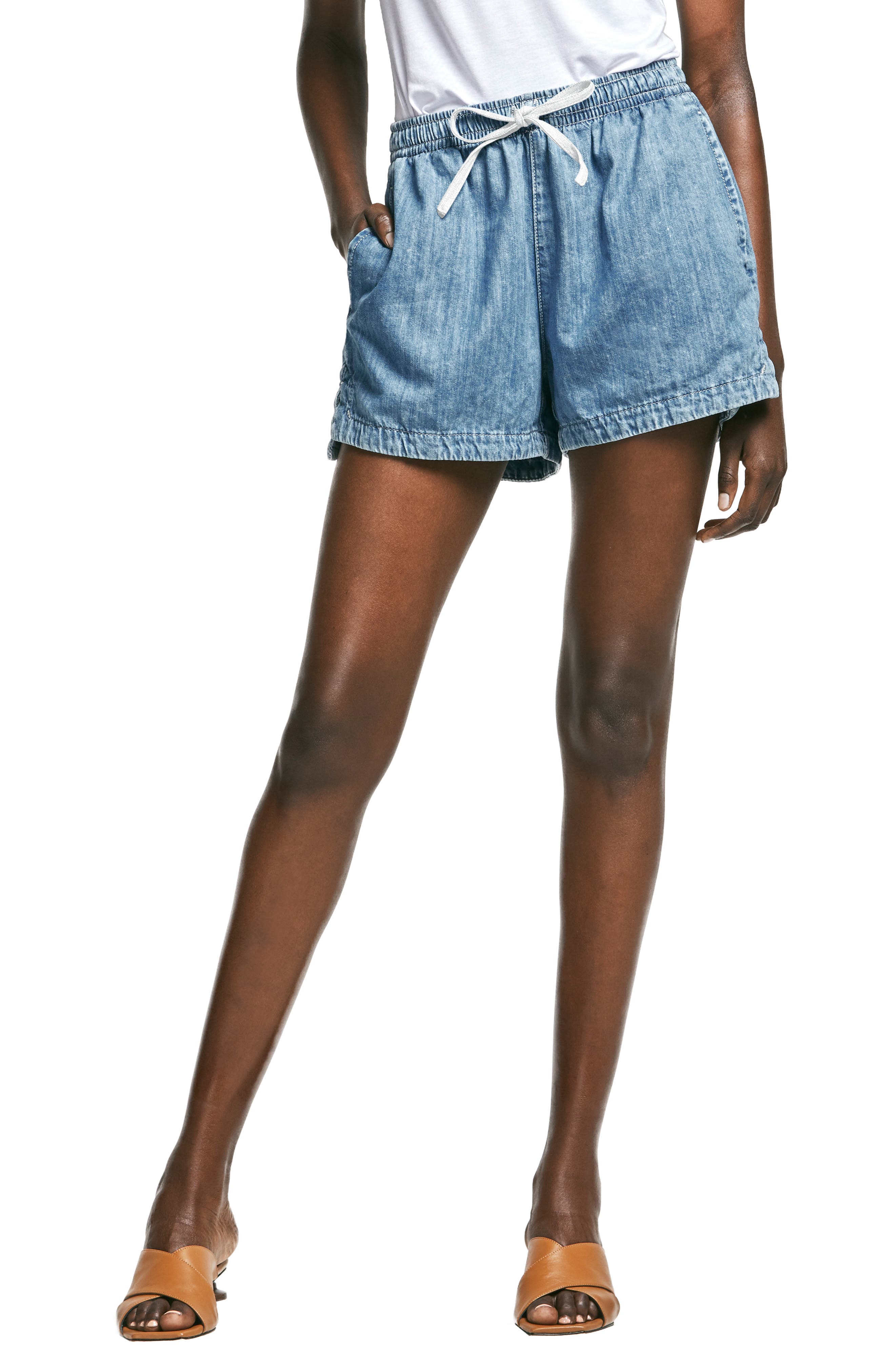 petite short jeans with elastic waist
