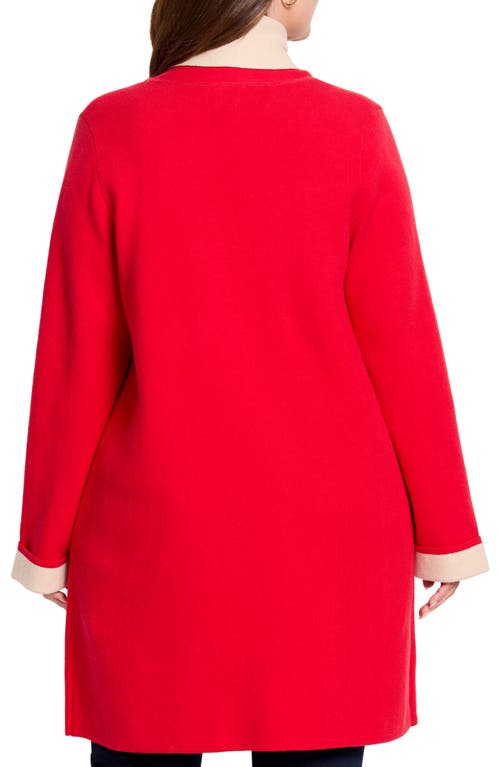 Shop Nic + Zoe Nic+zoe Cool Nights Reversible Cotton Blend Knit Jacket In Amaryllis