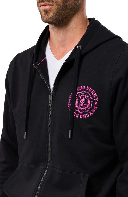 Shop Psycho Bunny London Embroidered Zip-up Hoodie In Black