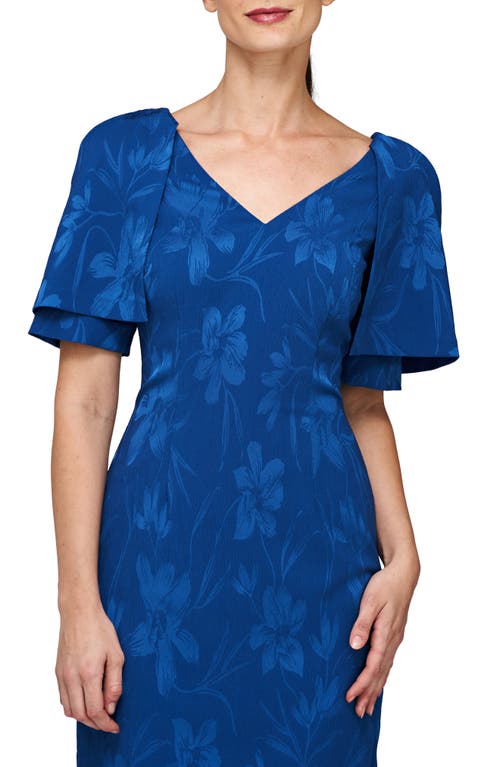 Shop Js Collections Trinity Floral Sheath Dress In Blue Quartz