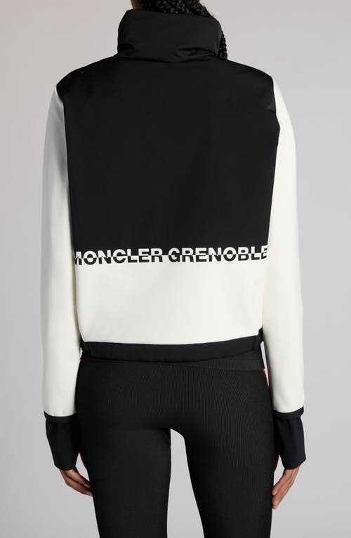 Shop Moncler Grenoble Colorblock Quilted Down & Fleece Cardigan In White