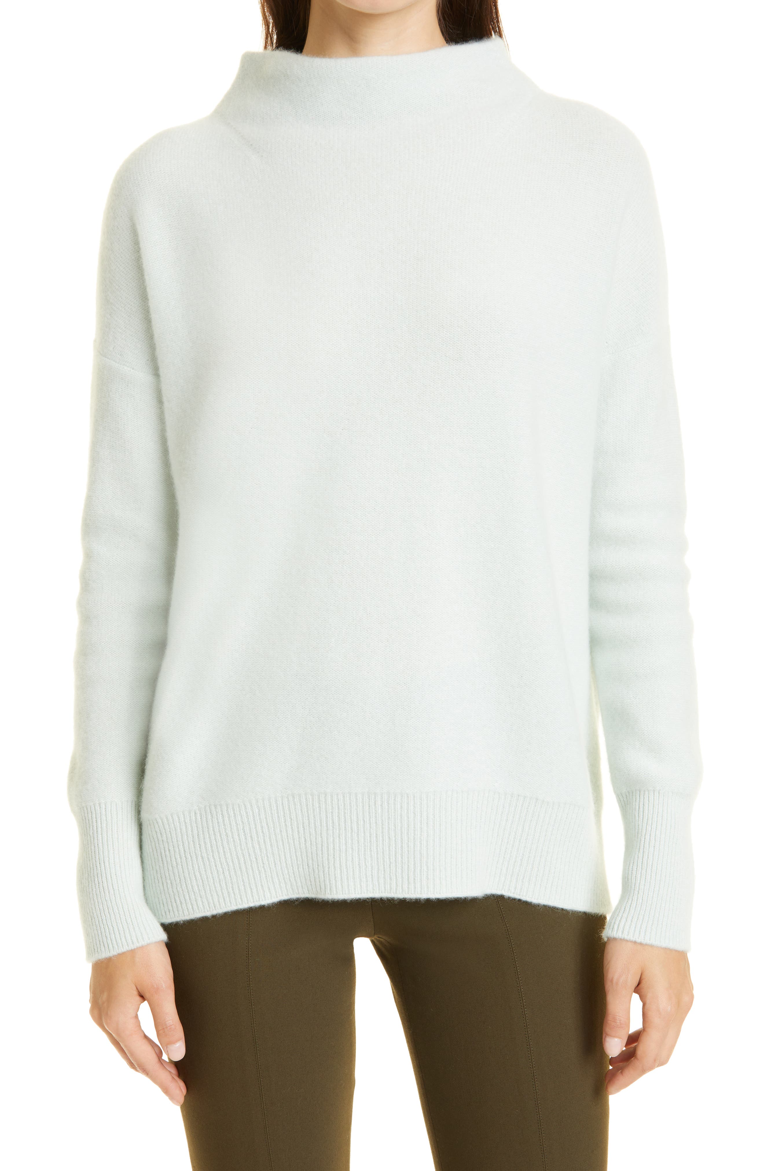 Vince Boiled Cashmere Funnel Neck Pullover in 340Aoe-Aloe