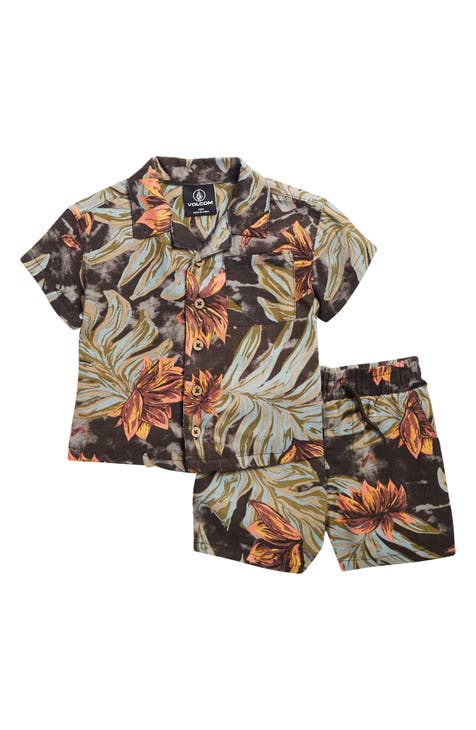Beach Palm Camp Shirt & Shorts Set (Baby)