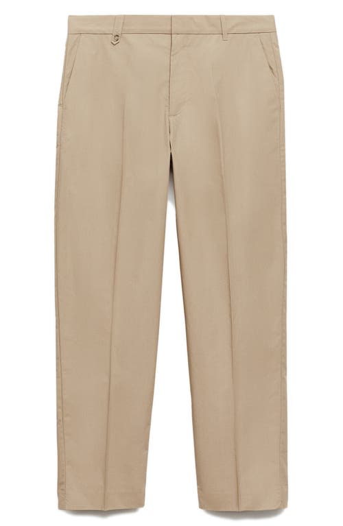 Shop Mango Regular Fit Cotton Pants In Beige