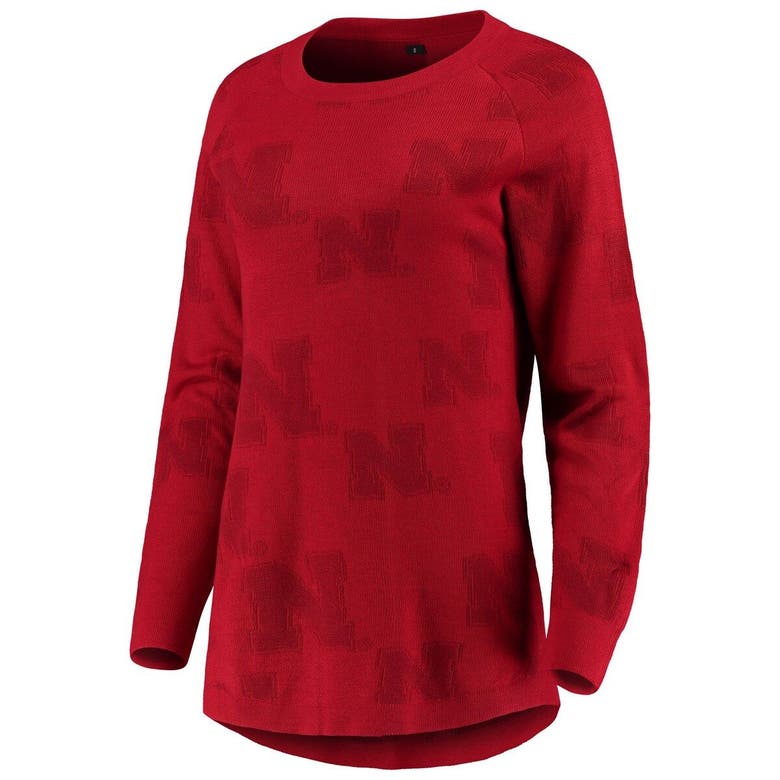 Foco Scarlet Nebraska Huskers Tonal Allover Logos Tunic Sweater In Red