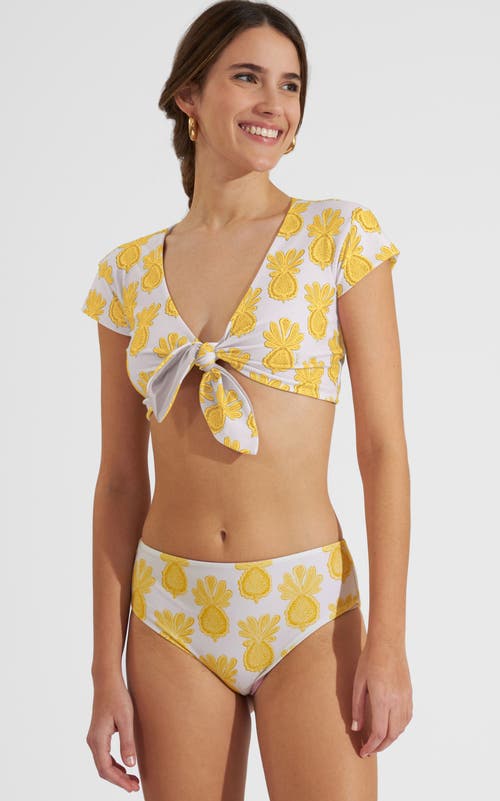 Shop La Doublej Bardot Top Pineapple Sunflower White