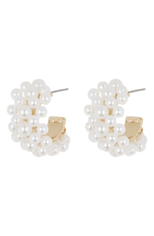 Shop Cara Imitation Pearl Hoop Earrings In Gold/pearl