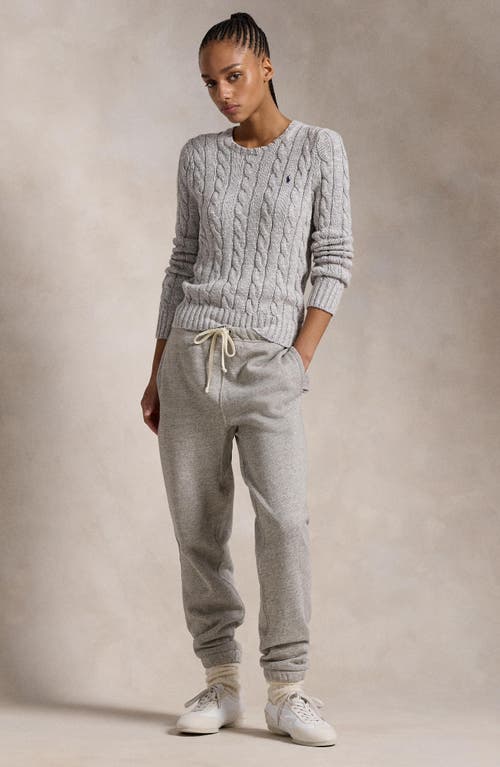 Shop Polo Ralph Lauren Cable Stitch Cotton Sweater In Light Nckel