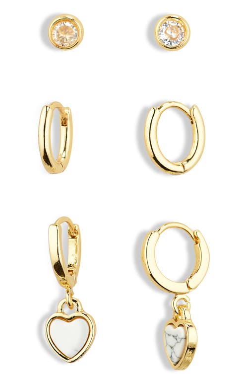 Shop Bp. Set Of 3 Assorted Earrings In 14k Gold Dipped