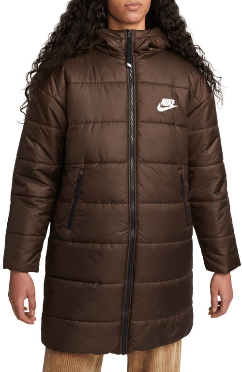 Nike Therma-FIT Repel Quilted Parka in Baroque Brown/Black/White