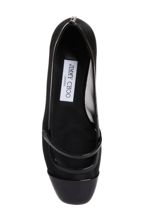 Shop Jimmy Choo Elisa Mesh Flat In Black/black