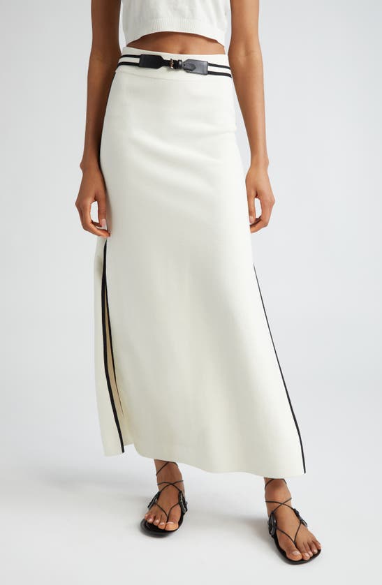 Shop Max Mara Ora Belted Cotton Blend Sweater Skirt In Ivory