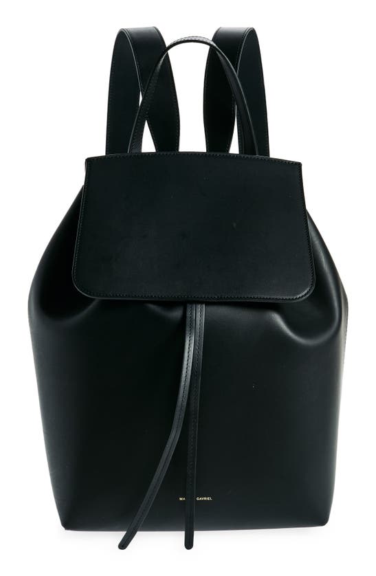 Shop Mansur Gavriel Classic Leather Backpack In Black/ Flamma
