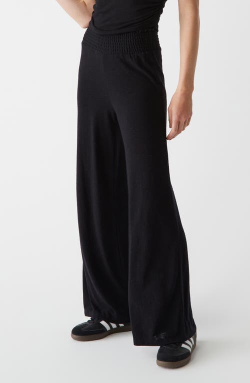 Shop Michael Stars Ozzie Smock Waist Wide Leg Pants In Black