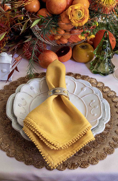 Shop Juliska Berry Trim Set Of 4 Cotton & Linen Napkins In Saffron