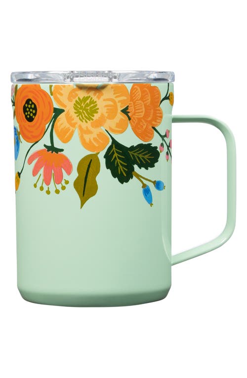Corkcicle 16-Ounce Insulated Mug in Gloss Mint Lively Floral at Nordstrom