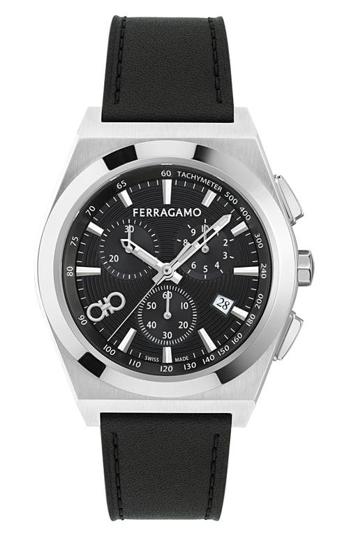 Ferragamo Vega Upper East Bracelet Chronograph Watch, 42mm In Black