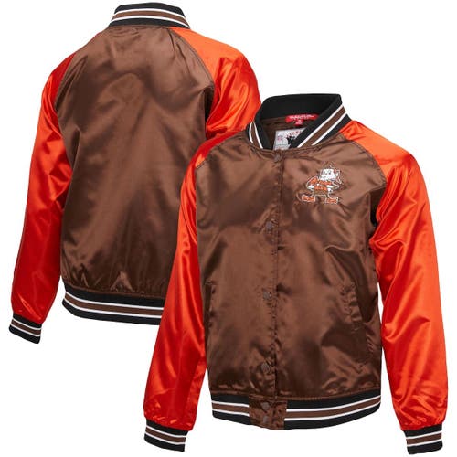 Mitchell & Ness Brown Cleveland Browns Team 2.0 Satin Raglan Full-snap  Jacket