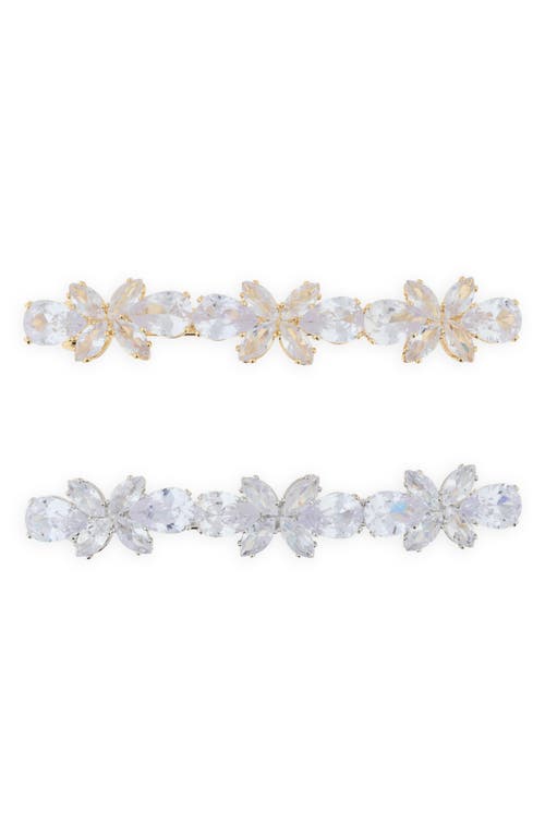 2-Pack Crystal Butterfly Barrettes in Silver Gold