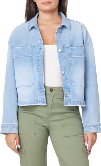 Kensie Oversize Pocket Crop Denim Jacket Nordstromrack