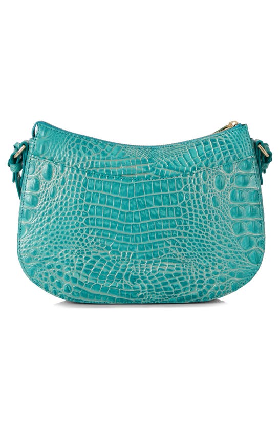 Shop Brahmin Shayna Croc Embossed Leather Crossbody Bag In Mermaid Green