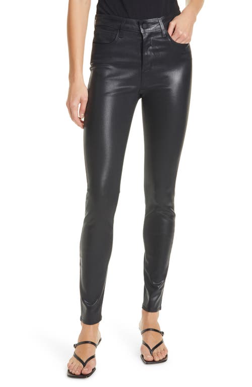 L'AGENCE Marguerite Coated High Waist Skinny Jeans in Black Coated