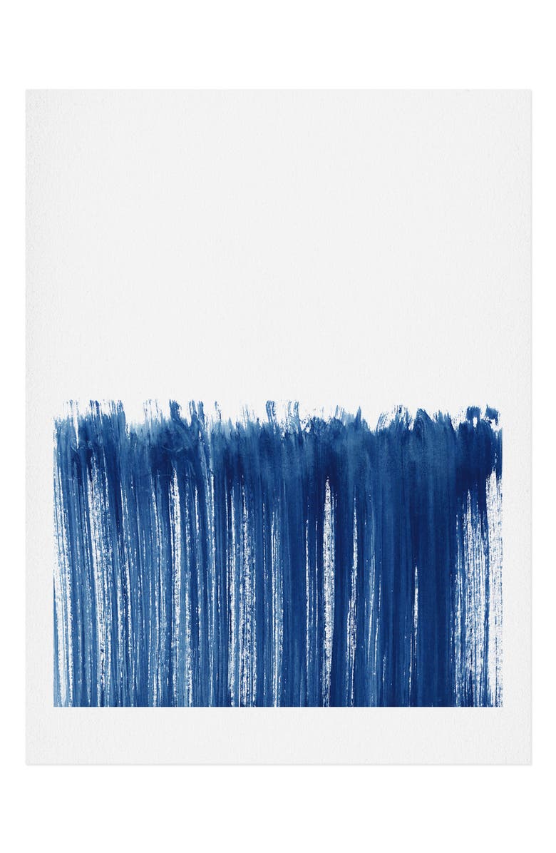 DENY DESIGNS Indigo Abstract Brush Strokes Framed Wall Art, Main, color, NO FRAME 11X14