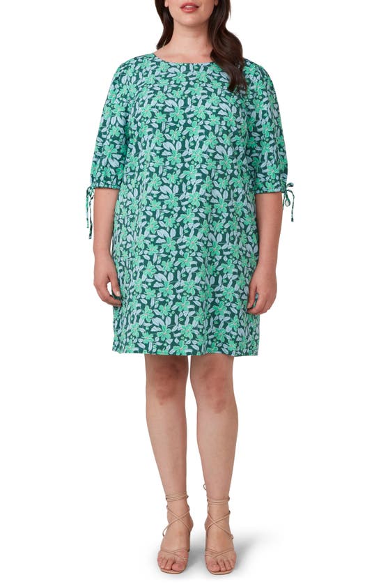 Shop Estelle Floral Print Shift Dress In Green/ Teal