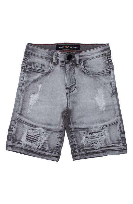 X-ray Kids' Moto Distressed Denim Shorts In Gray